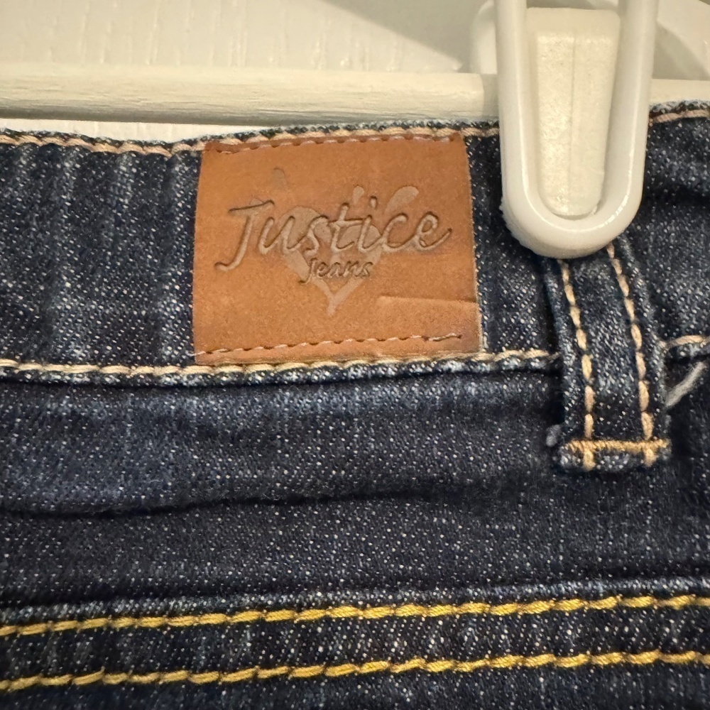 Justice girls denim blue jean skirt skort shorts mini dark wash 12R trendy cute - Picture 4 of 12